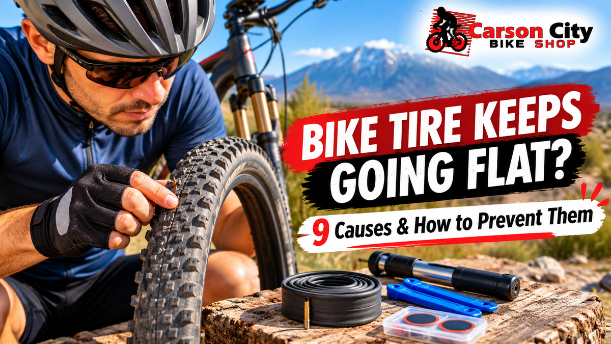 Carson City Bike Shop guide to nine common causes of repeated flat bike tires and how to prevent punctures.
