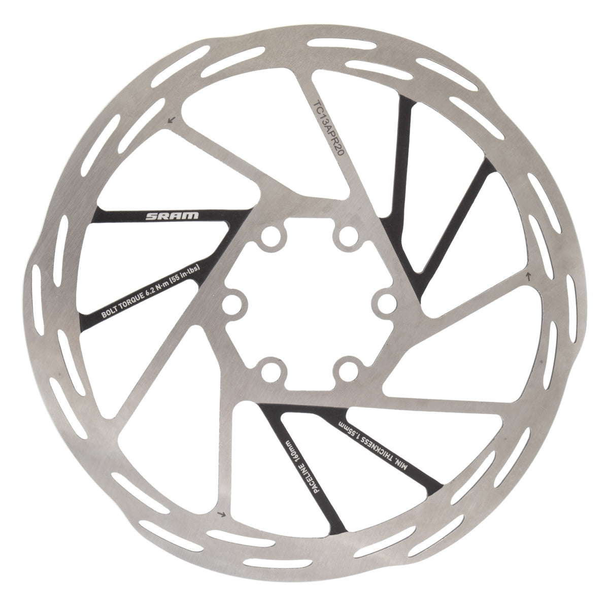 BRAKE PART SRAM DISC ROTOR 160 PACELINE 6B ROUNDED BK