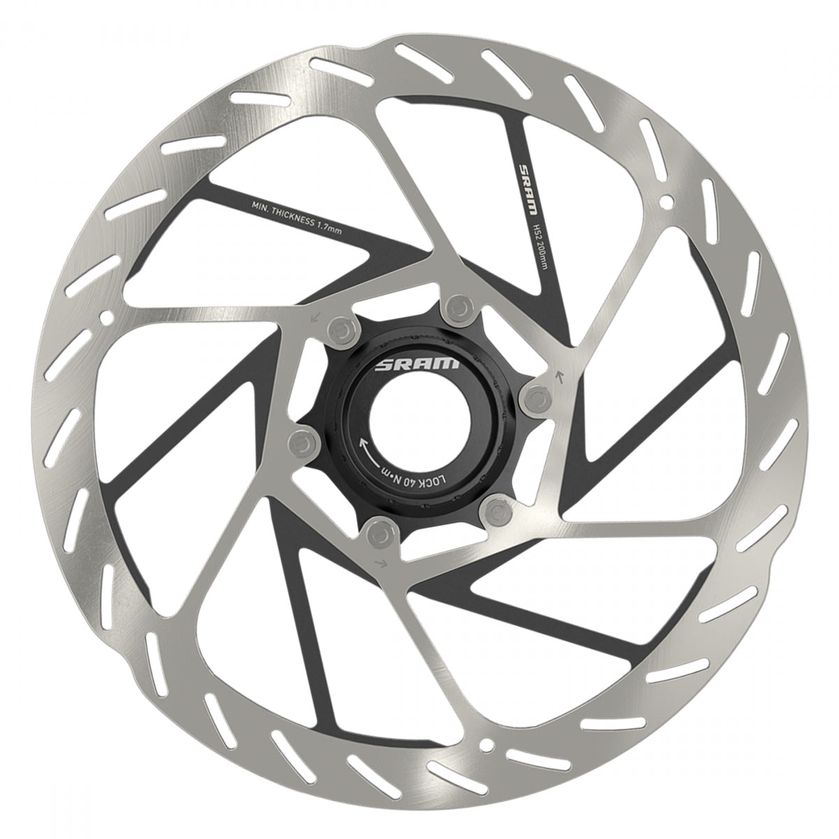 BRAKE PART SRAM DISC ROTOR 200 HS2 CL ROUNDED w/LOCKRING SL/BK