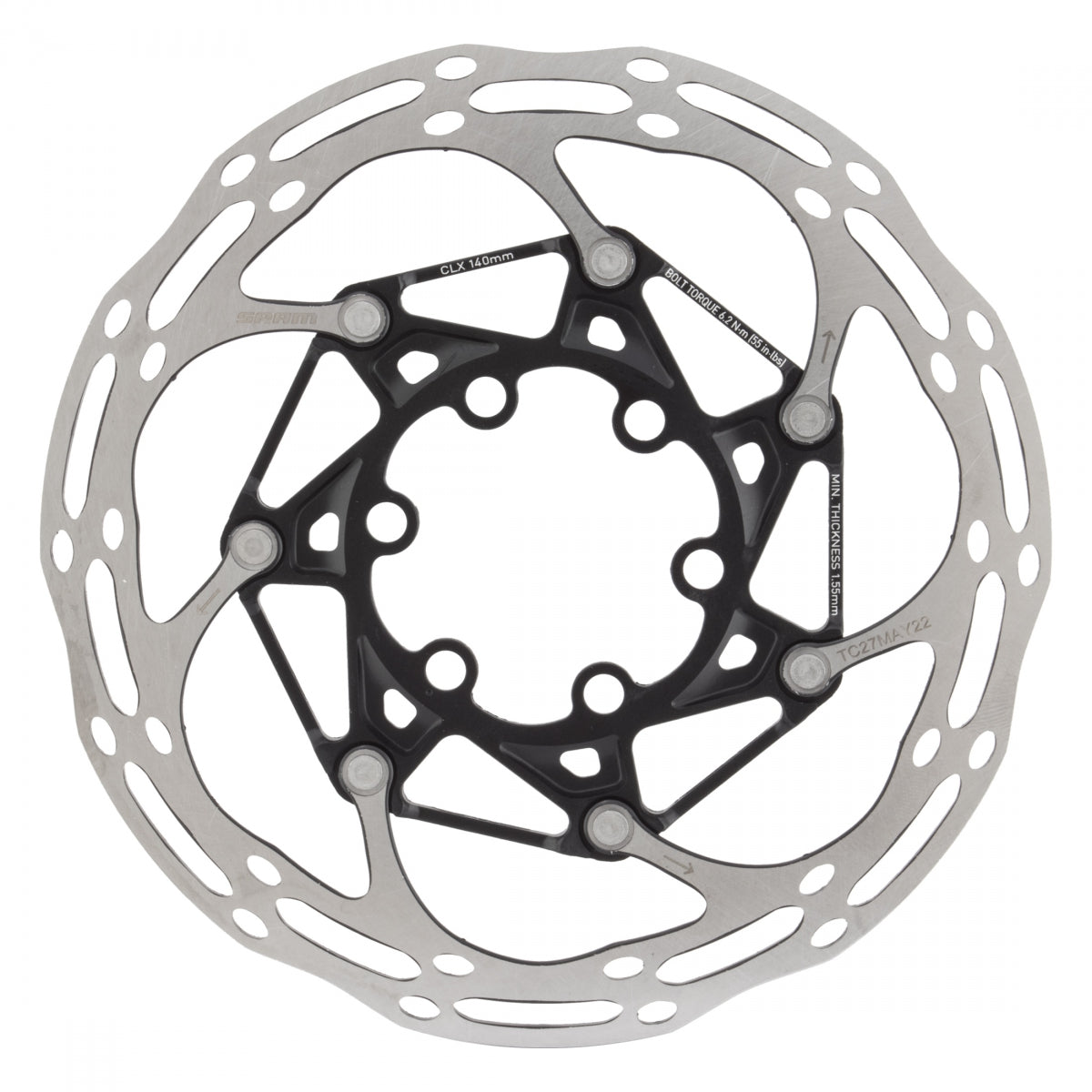 BRAKE PART SRAM DISC ROTOR 140 C-LINE 6B 2-PIECE ROUNDED STL BOLTS