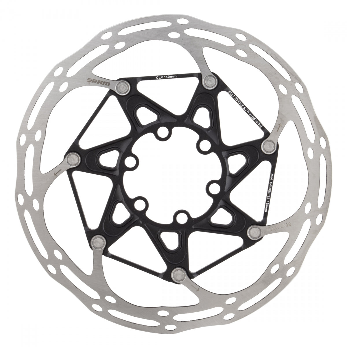 BRAKE PART SRAM DISC ROTOR 160 C-LINE 6B 2-PIECE ROUNDED STL BOLTS