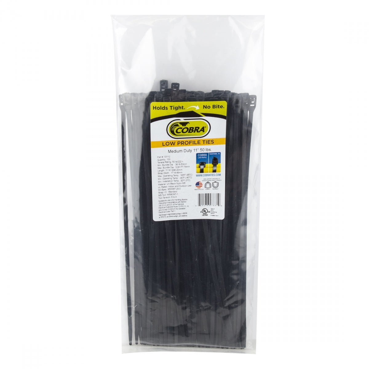 CABLE GUIDE COBRA FLEXROUTE TIES ONLY 11in 100pk BULK BK