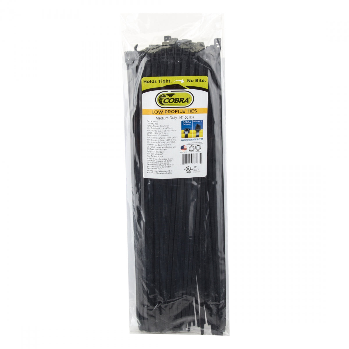 CABLE GUIDE COBRA FLEXROUTE TIES ONLY 14in 100pk BULK BK