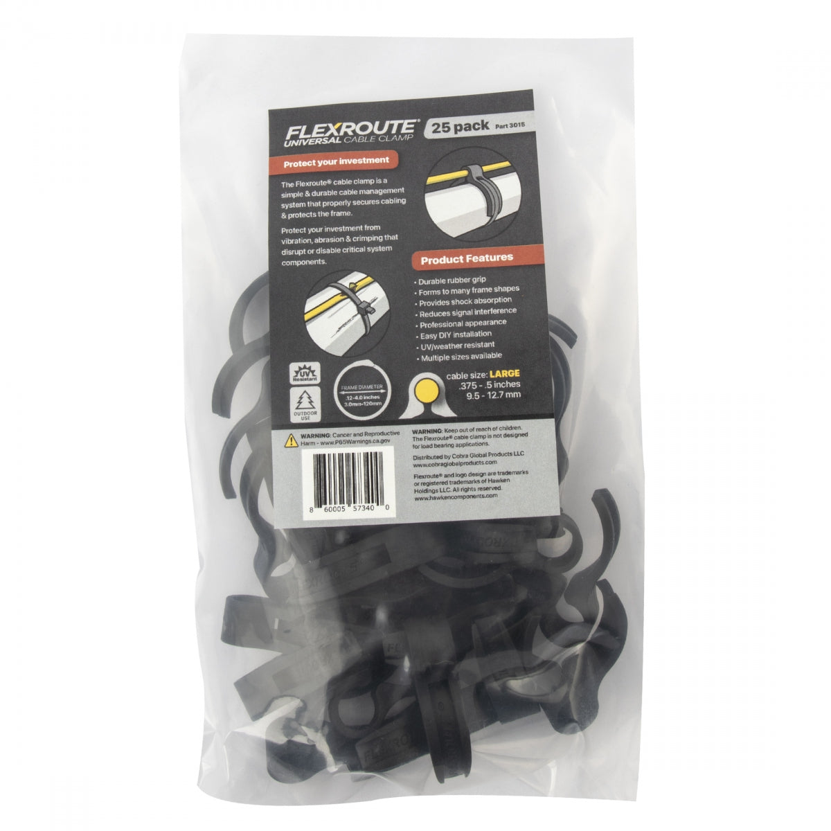 CABLE GUIDE COBRA FLEXROUTE GUIDES ONLY LG 9.5-12.7mm 25pk BULK BK
