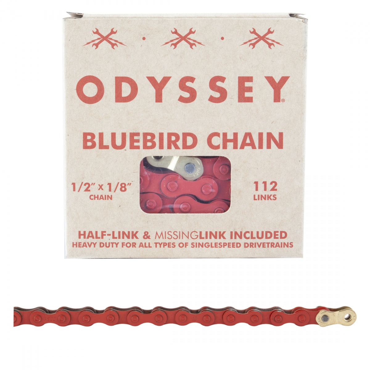 CHAIN ODY 1/2x1/8 BLUEBIRD 1s RD w/1/2LINK