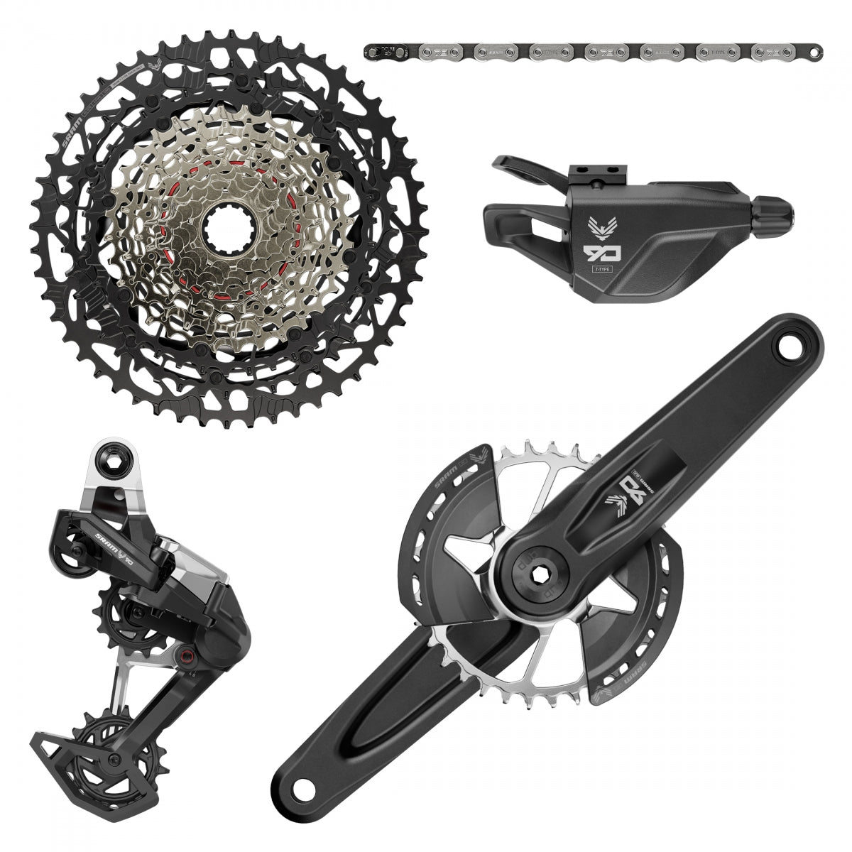 GROUP KIT SRAM EAGLE 90 T-TYPE RD/TRIGGER-SHIFTER/CRANK DUB 12s-165x32DM/CHAIN/CASS XS1275 10-52 BK