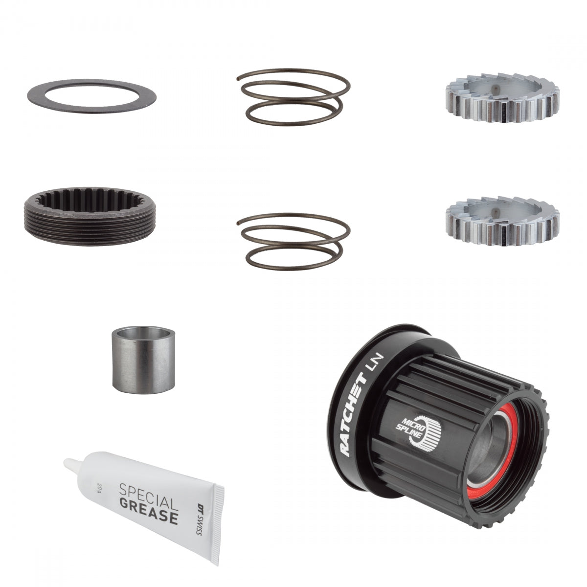 HUB CASS BODY DT UPGRADE KIT 3-PAWL TO RATCHET LN ALY 18T MICROSPLINE