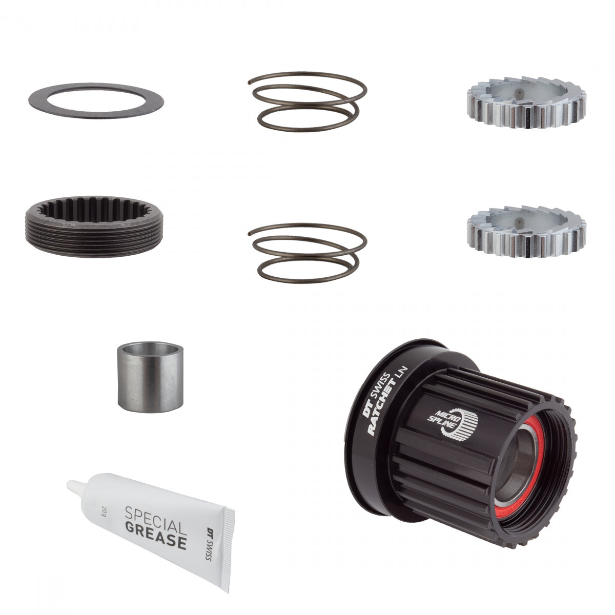 HUB CASS BODY DT UPGRADE KIT 3-PAWL TO RATCHET LN ALY 36T MICROSPLINE