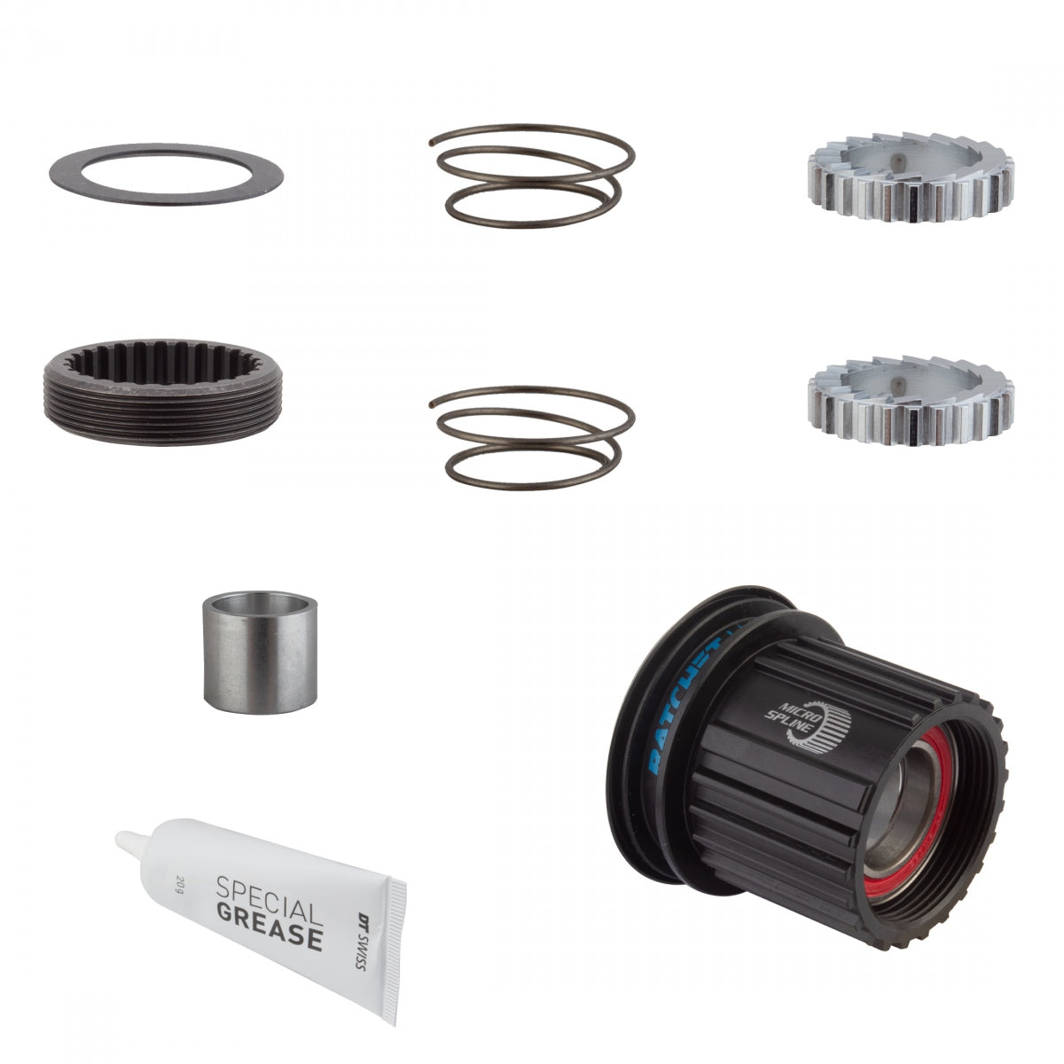 HUB CASS BODY DT UPGRADE KIT 3-PAWL TO RATCHET LN STL 36T MICROSPLINE