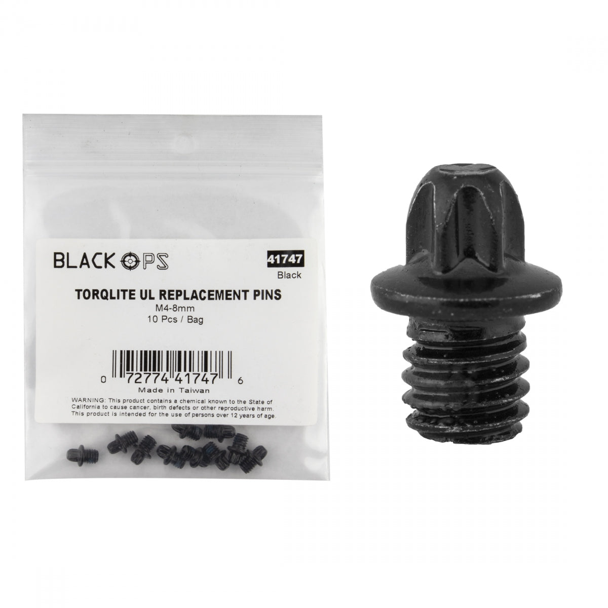 PEDALS BK-OPS TORQLITE UL M4-8 REP PINS BK BGof10