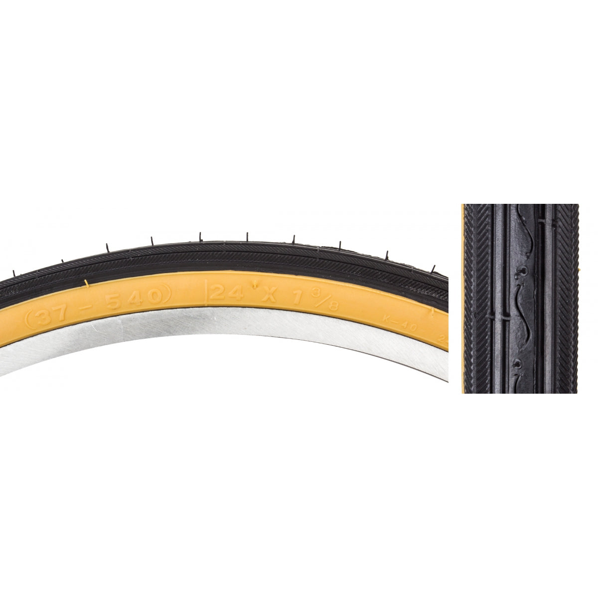 TIRE SUNLT 24x1-3/8 BK/GM RD K40 WIRE
