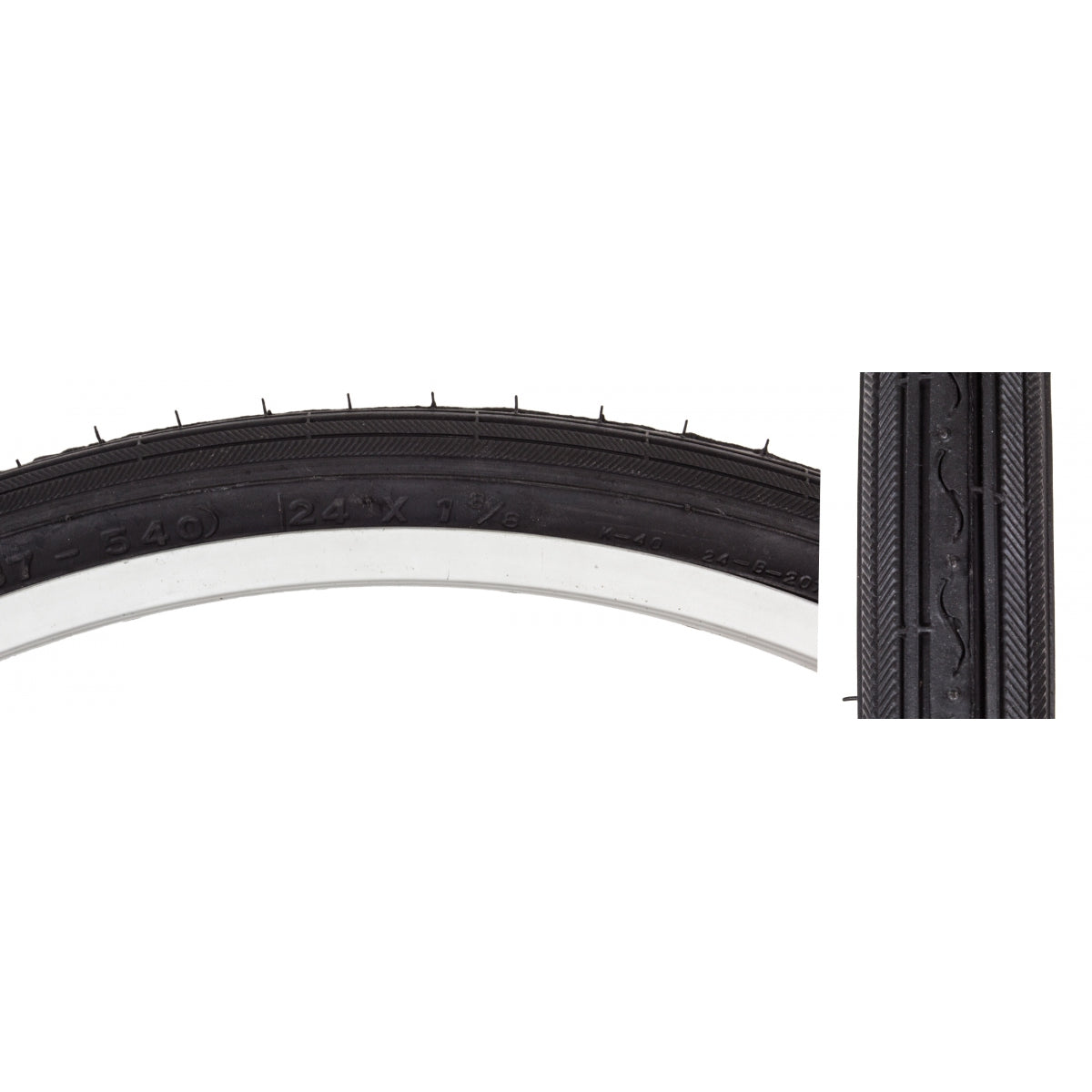 TIRE SUNLT 24x1-3/8 BK/BK RD K40 WIRE