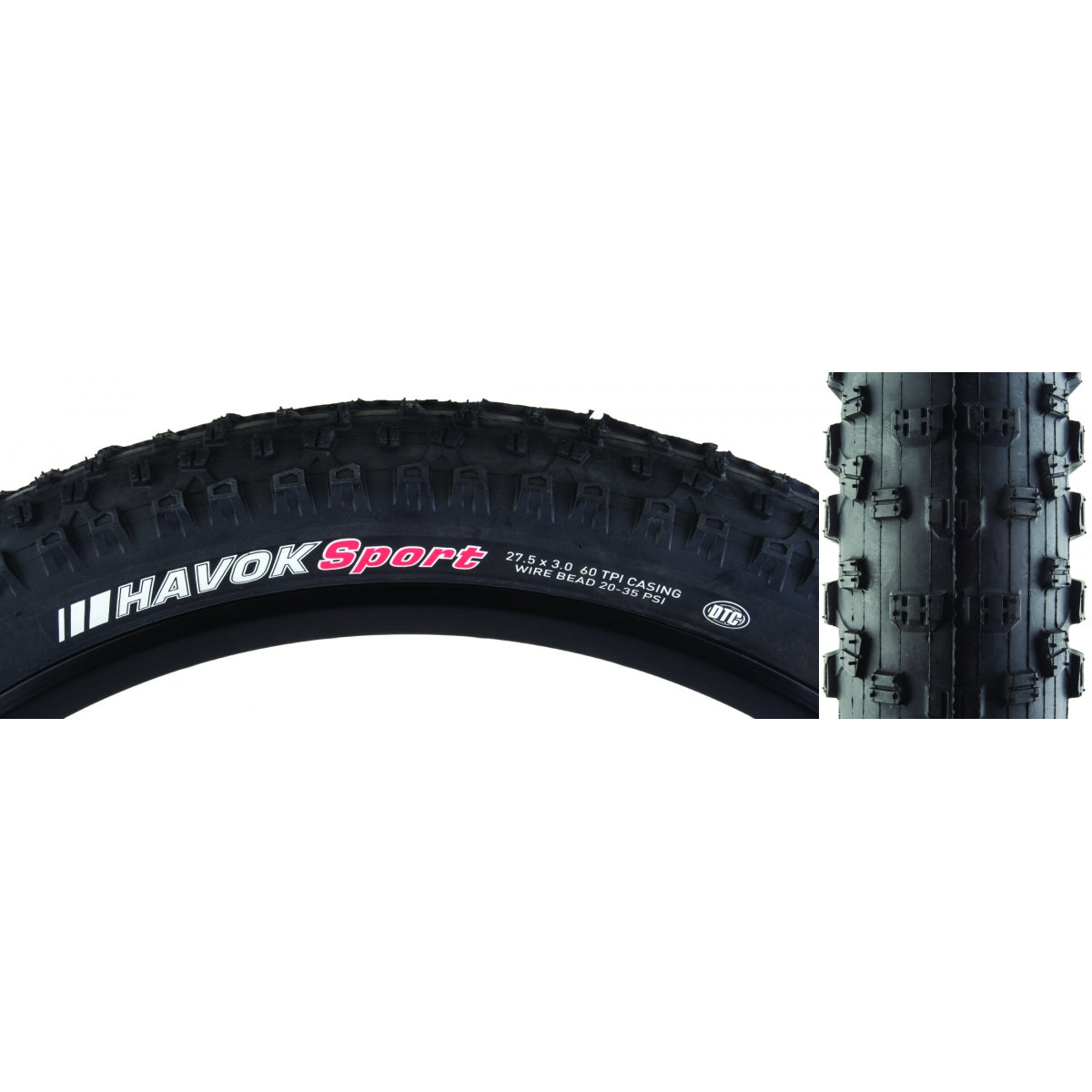 TIRE KEN HAVOK SPORT 27.5x3.0 BK/BK DTC/60 WIRE 35psi