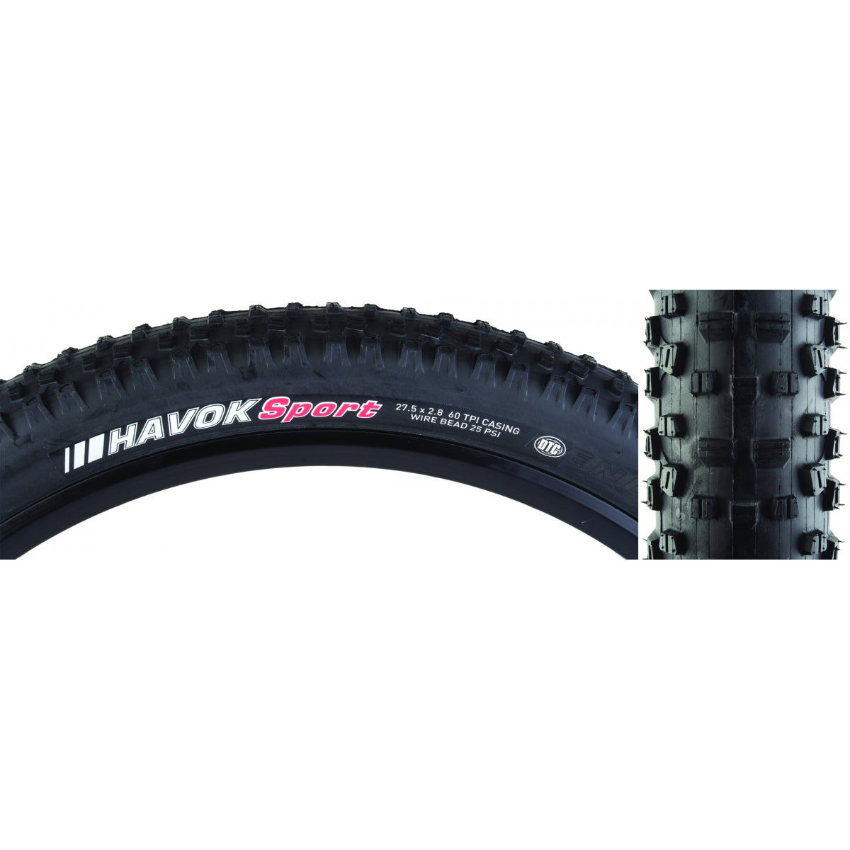 TIRE KEN HAVOK SPORT 27.5x2.8 BK/BK DTC/60 WIRE 25psi