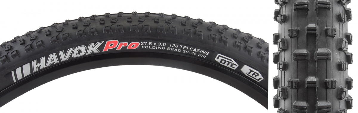 TIRE KEN HAVOK PRO 27.5x3.0 BK/BK DTC/TR/TLR/120 FOLD 35psi