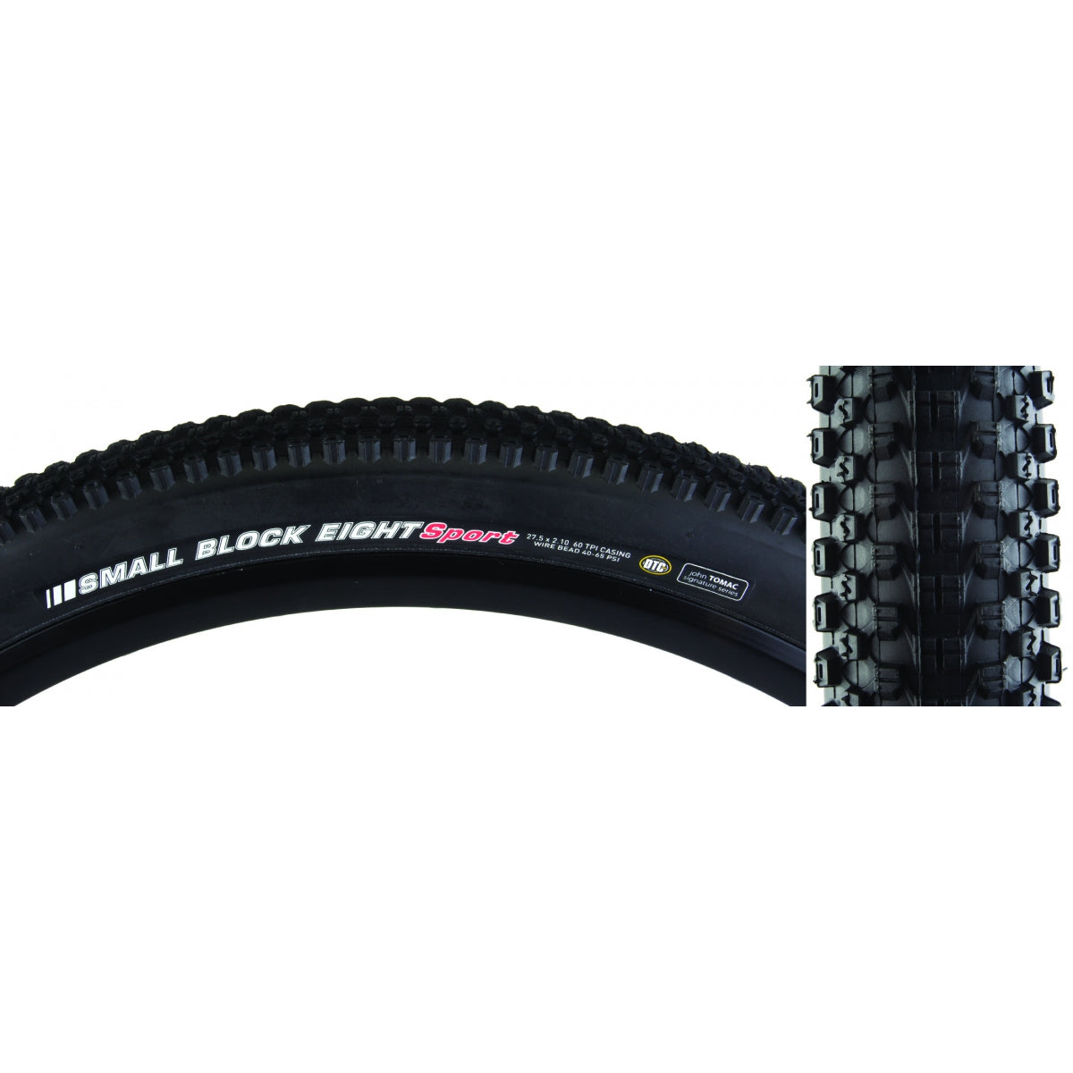 TIRE KEN SMALL BLOCK 8 SPORT 27.5x2.1 BK/BK DTC/60 WIRE 50psi