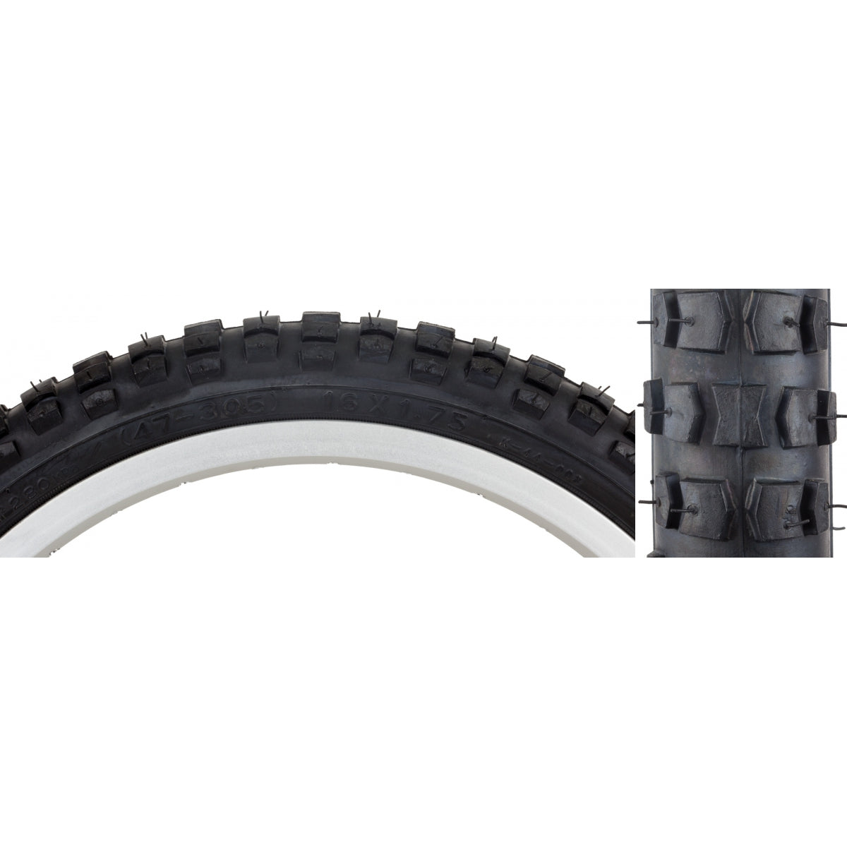 TIRE SUNLT 16x1.75 BK/BK MX K44 WIRE