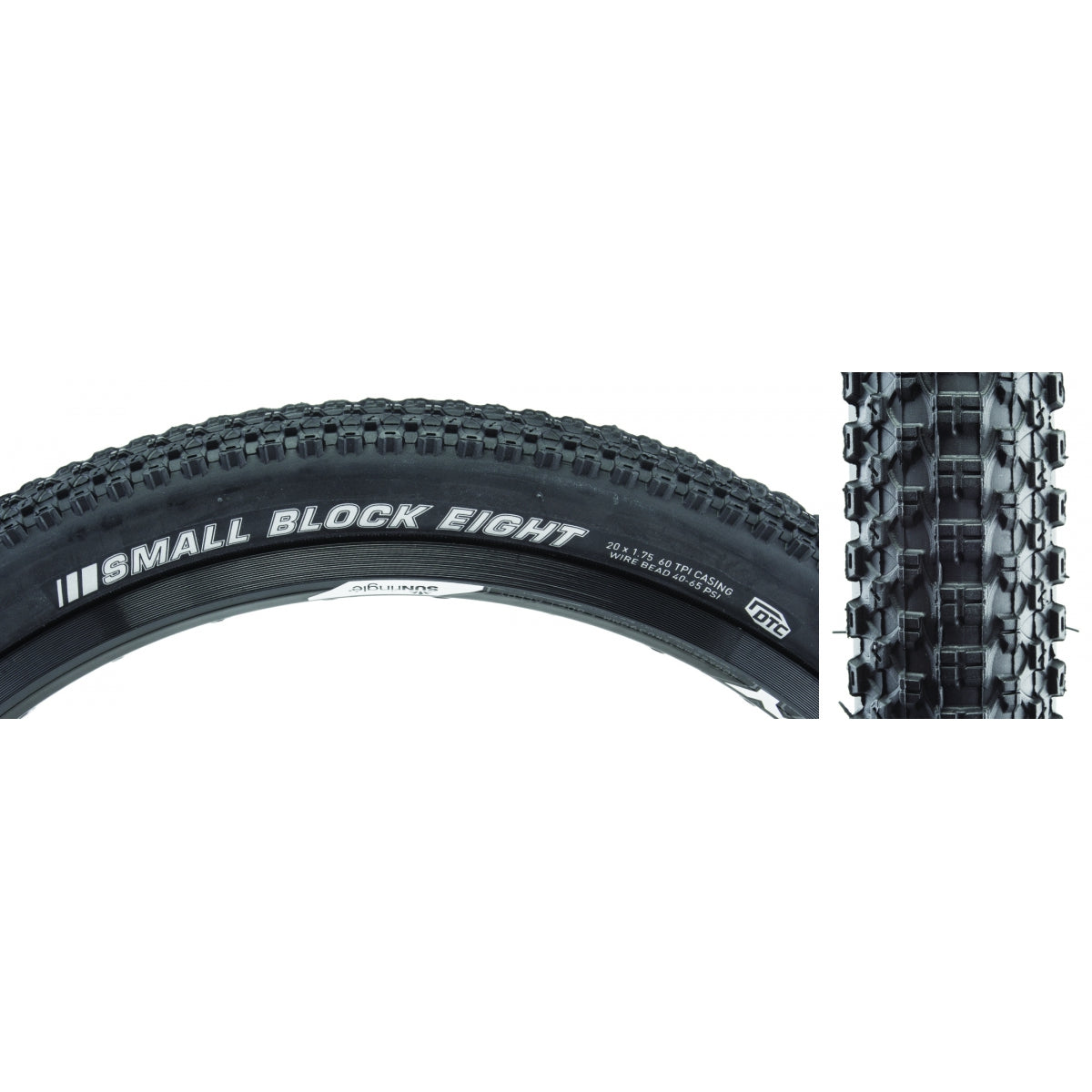 TIRE KEN SMALL BLOCK 8 SPORT 20x1.75 BK/BK DTC/60 WIRE 65psi