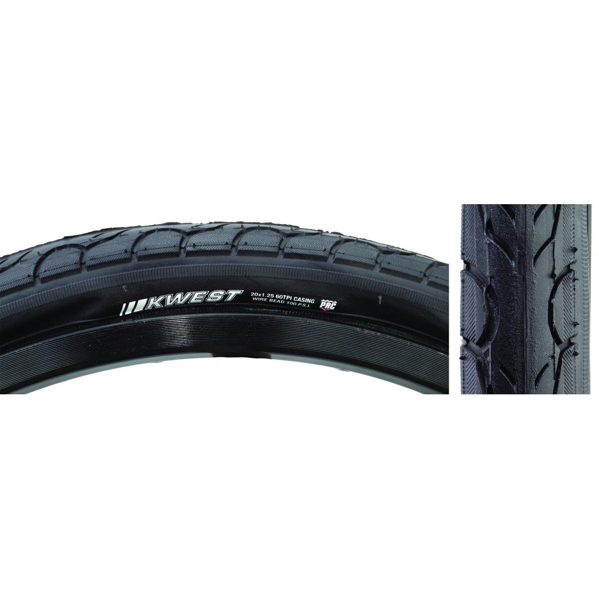 TIRE KEN KWEST 20x1.25 BK/BK SRC/PRC/60 WIRE 100psi