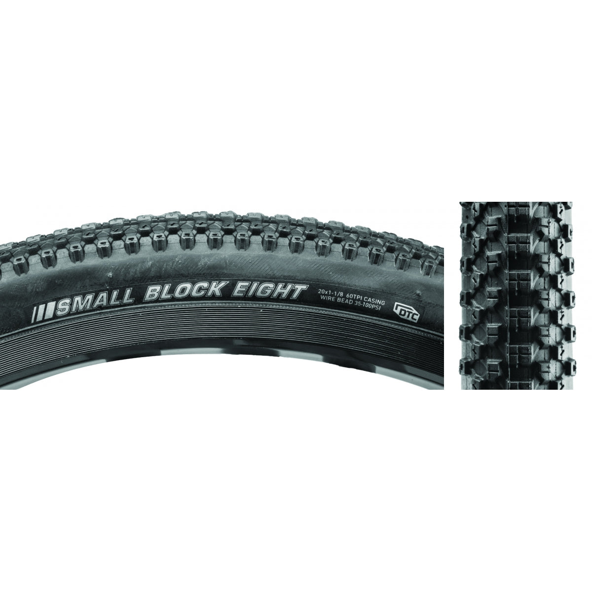 TIRE KEN SMALL BLOCK 8 SPORT 20x1-1/8 BK/BK DTC/60 WIRE 100psi