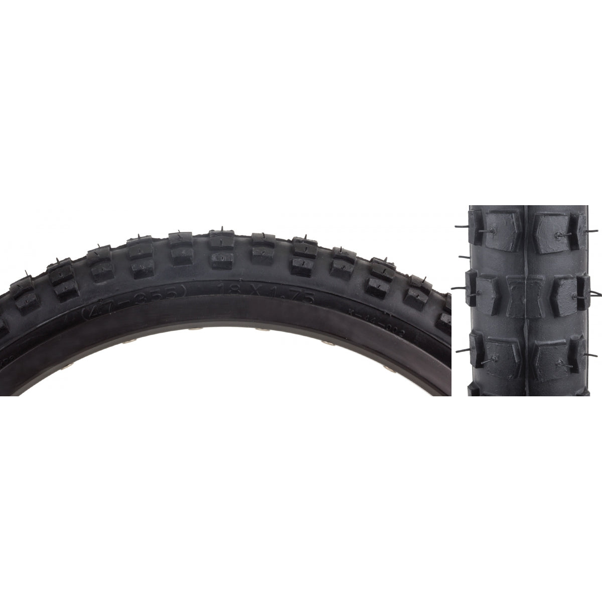 TIRE SUNLT 18x1.75 BK/BK MX K44 WIRE