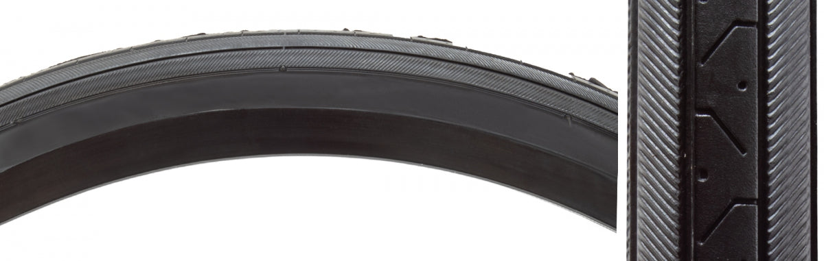 TIRE SUNLT UTILIT 27x1-1/4 BK/BK RD RAISED CTR H424 75psi WIRE