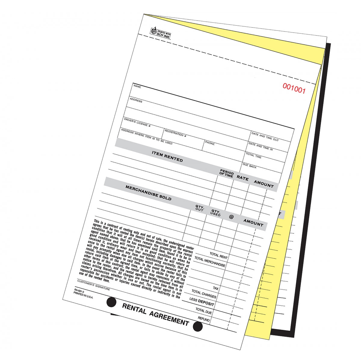 FORM WB RENTAL AGREEMENT PKof250