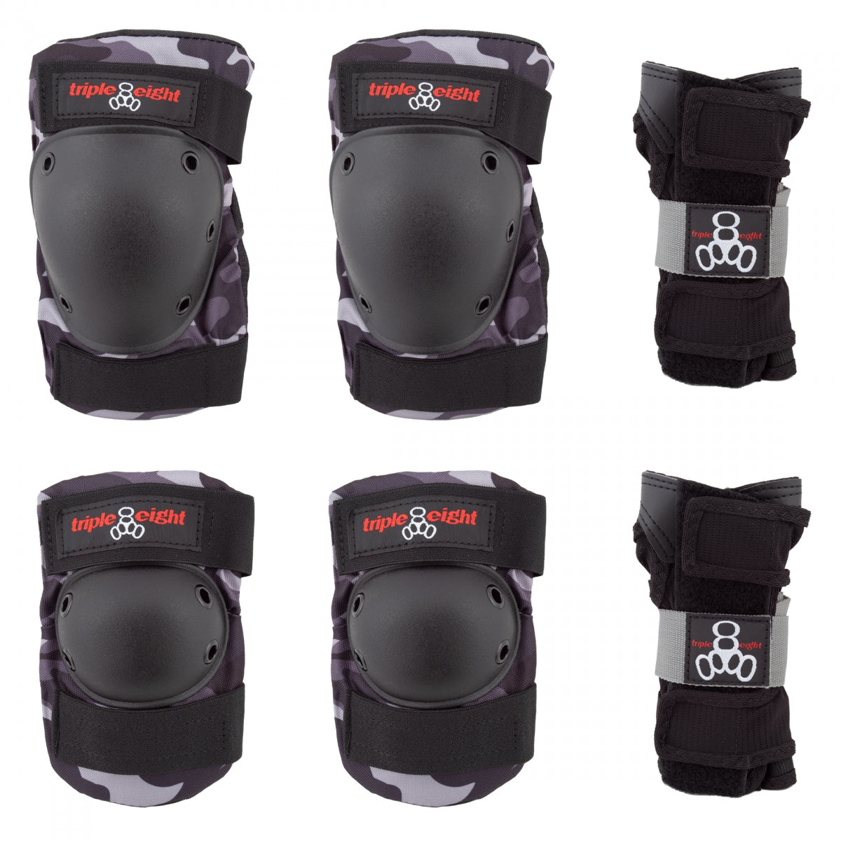 PAD SET TRIPLE8 SAVER-3 ELBO/KNE/WRST MD CHARCOAL CAMO