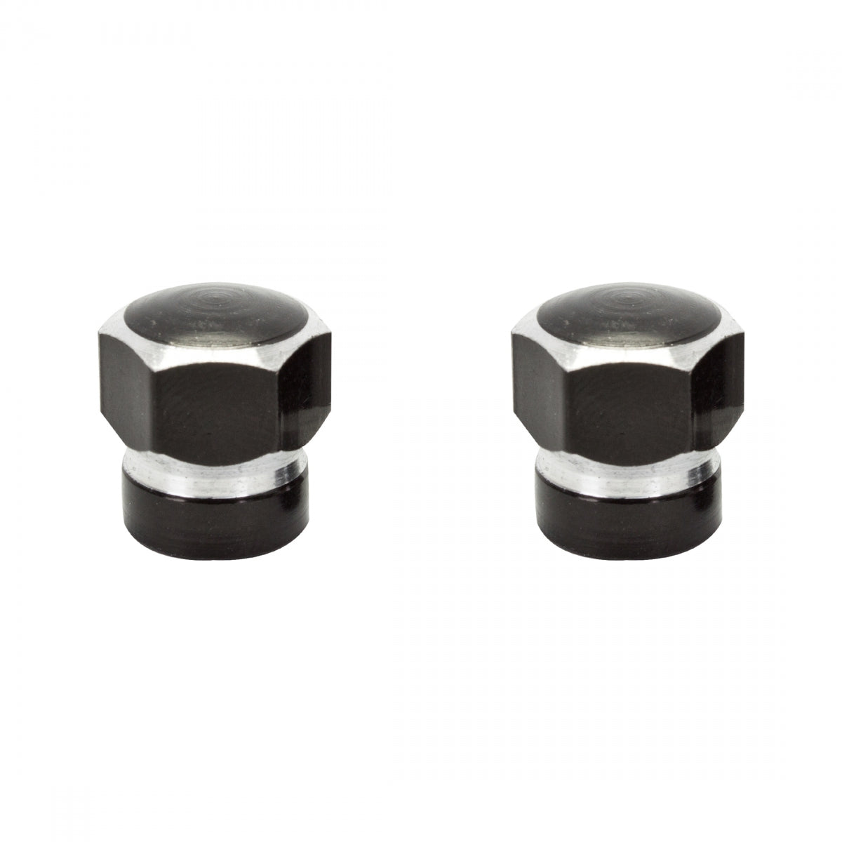 VALVE CAPS TRIKTOPZ HEX 2-TONE BK 1pr/PK